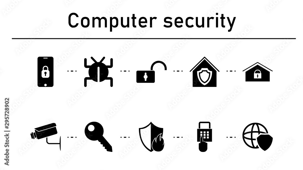 Poster computer security simple concept icons set