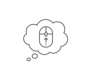 Swipe up mouse line icon. Chat bubble design. Scrolling arrow sign. Landing page scroll symbol. Outline concept. Thin line swipe up icon. Vector