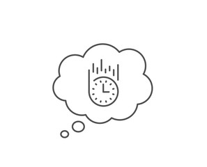 Fast delivery line icon. Chat bubble design. Time sign. Outline concept. Thin line fast delivery icon. Vector