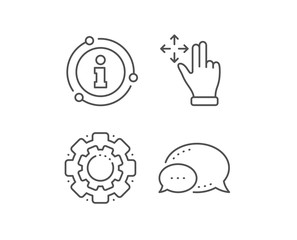 Move gesture line icon. Chat bubble, info sign elements. Slide arrow sign. Swipe action symbol. Linear move gesture outline icon. Information bubble. Vector