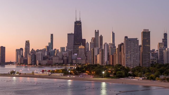 Chicago and North Avenue Beach at Sunrise