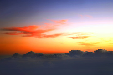 Fototapeta na wymiar Tropical Sunrise View From Airplane
