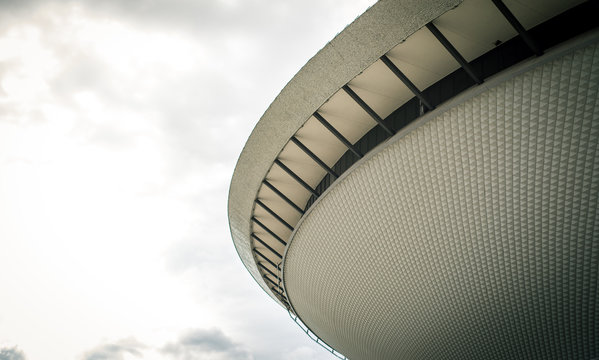 Katowice, July 14, 2019. View of the newly built architecture around the saucer in Katowice. SPODEK sports and entertainment arena, the venue of world competitions. Popular places in Katowice.