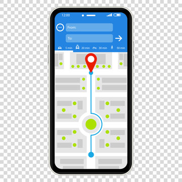 Mockup With Gps Navigation Phone. Map Mobile