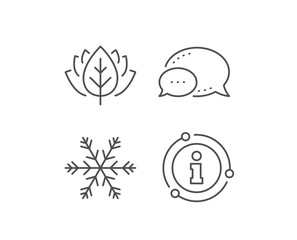 Air conditioning line icon. Chat bubble, info sign elements. Snowflake sign. Hotel service symbol. Linear air conditioning outline icon. Information bubble. Vector