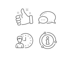 Business project deadline line icon. Chat bubble, info sign elements. Working hours or Time management sign. Linear working hours outline icon. Information bubble. Vector