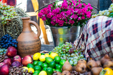 Autumnal fruits in composition