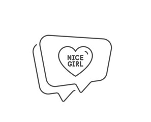 Nice girl line icon. Chat bubble design. Sweet heart sign. Valentine day love symbol. Outline concept. Thin line nice girl icon. Vector