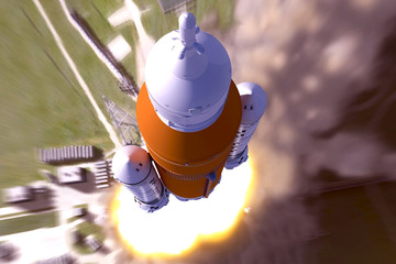 Space rocket launch, top view. Elements of this image were furnished by NASA. © Artsiom P
