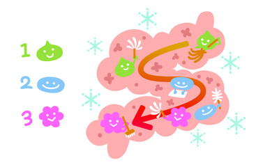 腸内細菌が掃除をするイラストレーション