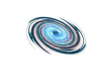 Blue and white far galaxy isolated on black background.