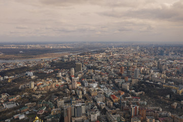 Kiev in Urkaine Drone photo of City center and sleeping areas