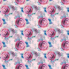 Watercolor seamless background with vintage roses