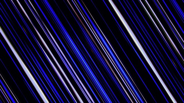 Abstract glowing straight parallel lines rotating on black background, seamless loop. Animation. Colorful shimmering rays of purple color spinning endlessly.