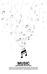 Vector music melody note dancing flow . Concept background for song and concert theme.