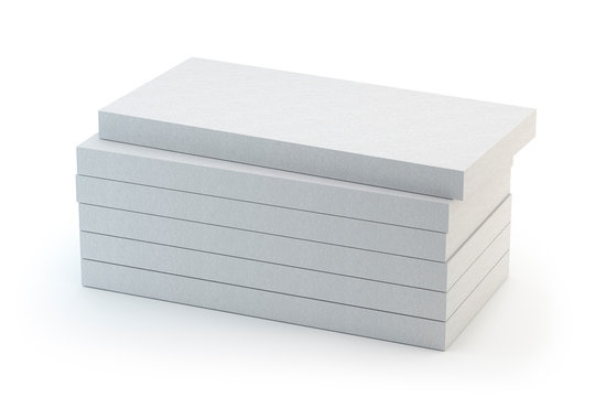 Styrofoam Sheats on white backkground - 3d illustration