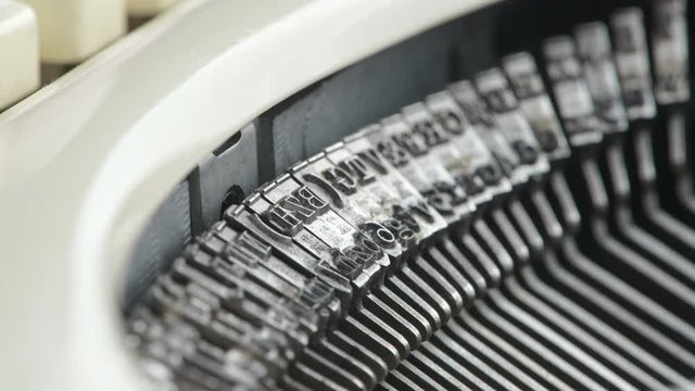 Close-up of the strikers on a 1950's era manual typewriter.  