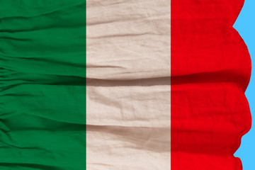 beautiful colored national flag of state of italy, concept of tourism, economy and politics, closeup