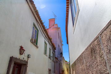 Portugal, Scenic streets of coastal resort town of Cascais in historic city center