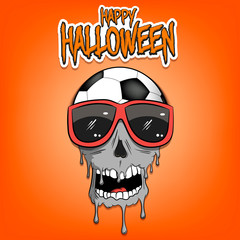 Happy Halloween. Soccer ball with skull