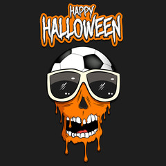 Happy Halloween. Soccer ball with skull