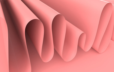 Modern paper art abstract background, 3d render paper waves. Realistic trendy craft style. Origami design template. Pastel colored wavy folds