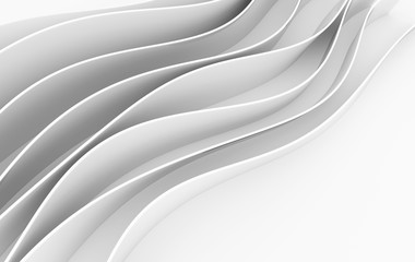 Obraz na płótnie Canvas Abstract white waves 3d rendering. Modern minimal design