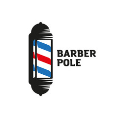 Sign for barber festival, red and blue color.