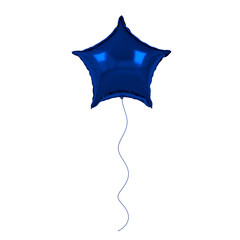 Blue foil balloon isolated on white background. 3d render element for birthday party, presentation. Sphere shape