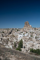 Panoramic cityscape photo of Uchisar, Cappadocia