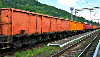 Fototapeta premium freight train on railway