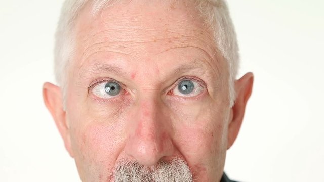 Silly old man with independently moving googly eyes
