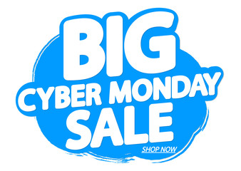 Big Cyber Monday Sale, banner design template, discount tag, grunge brush, vector illustration