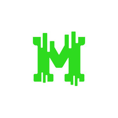 Digital green initial M