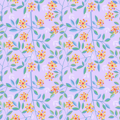 Colorful blossom flowers vector design seamless pattern.
