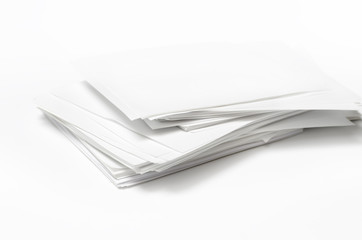 Stack white, clean note paper, on a white background.