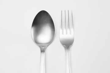 Close up of Cutlery  on a white background