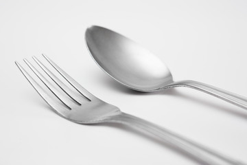 Close up of Cutlery  on a white background