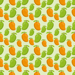 fresh mango fruit seamless pattern vector illustration background 