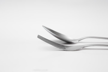 Close up of Cutlery  on a white background