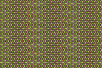 Abstract geometric seamless pattern background, Kaleidoscope effect green red