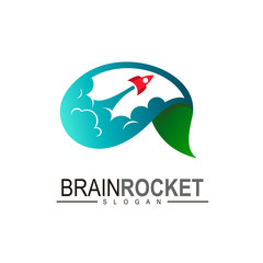 Brain logo and rocket , Idea launch rocket logo template. smart icon