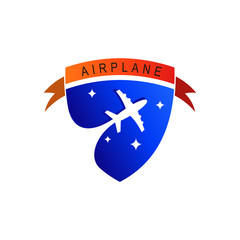 Air plane logo vector, logo design plane shield vector