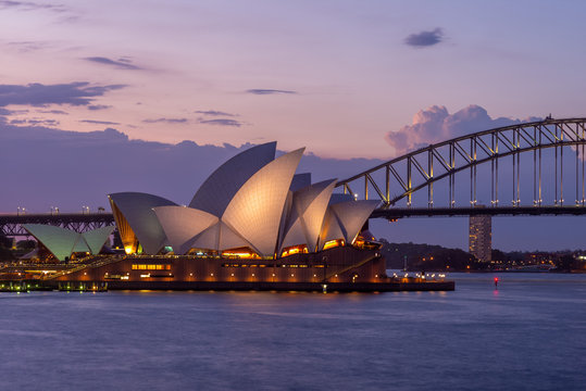 Sydney Opera House In Sydney, Australia At Dusk