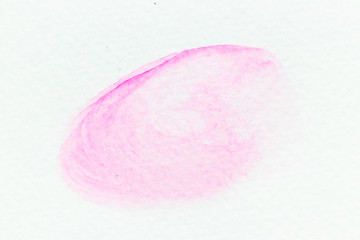 Pink color watercolor handdrawing as brush or banner on white paper background