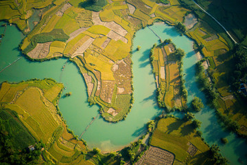 Fototapeta premium Very nice aerial view of Cao Bang mountainous region in Vietnam.