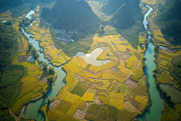 Very nice aerial view of Cao Bang mountainous region in Vietnam.