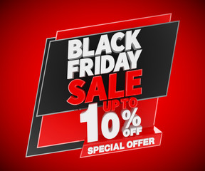 Black friday sale up to 10 % off special offer, 3d rendering