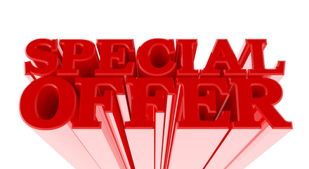 special offer banner on white background, 3d rendering