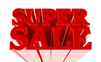 Super sale banner on white background, 3d rendering